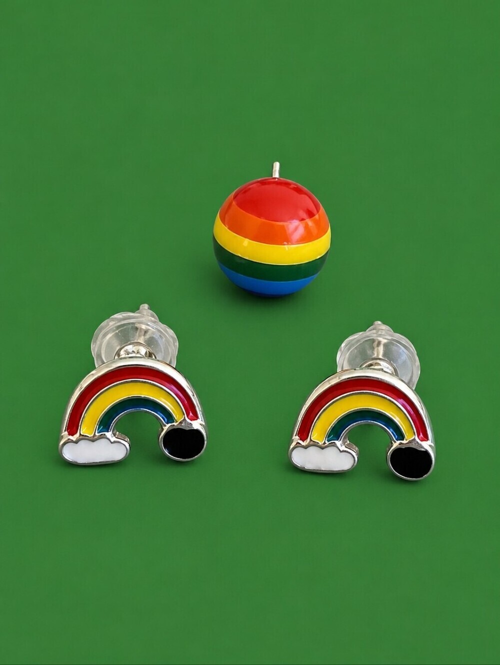 3/$30 One Pair and One Single Rainbow Post Earrings